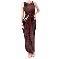 Tonga Independence Day Tank Maxi Dress Tongatapu Lion Ngatu Motifs Black Ver. LT7 Women Black - Polynesian Pride