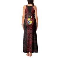 Tonga Independence Day Tank Maxi Dress Tongatapu Lion Ngatu Motifs Black Ver. LT7 - Polynesian Pride
