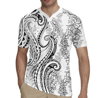 Polynesia Plumeria Lei Rugby Jersey White Curves Motif