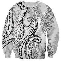 Polynesia Plumeria Lei Sweatshirt White Curves Motif LT7 Unisex White - Polynesian Pride