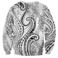 Polynesia Plumeria Lei Sweatshirt White Curves Motif LT7 - Polynesian Pride