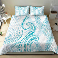 Polynesia Plumeria Lei Bedding Set White Turquoise Curves Motif LT7 - Polynesian Pride