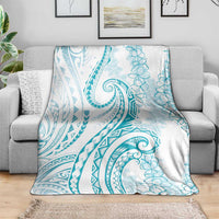Polynesia Plumeria Lei Blanket White Turquoise Curves Motif LT7 - Polynesian Pride