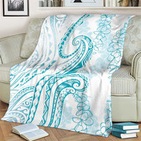 Polynesia Plumeria Lei Blanket White Turquoise Curves Motif LT7 - Polynesian Pride