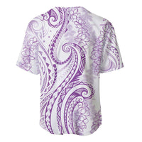 Polynesia Plumeria Lei Baseball Jersey White Violet Curves Motif LT7 - Polynesian Pride