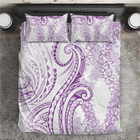 Polynesia Plumeria Lei Bedding Set White Violet Curves Motif LT7 Violet - Polynesian Pride