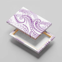 Polynesia Plumeria Lei Canvas Wall Art White Violet Curves Motif
