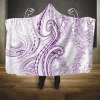 Polynesia Plumeria Lei Hooded Blanket White Violet Curves Motif