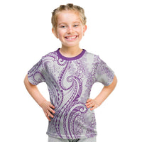 Polynesia Plumeria Lei Kid T Shirt White Violet Curves Motif LT7 Violet - Polynesian Pride