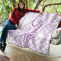 Polynesia Plumeria Lei Quilt White Violet Curves Motif LT7 - Polynesian Pride