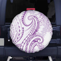 Polynesia Plumeria Lei Spare Tire Cover White Violet Curves Motif