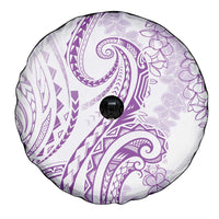 Polynesia Plumeria Lei Spare Tire Cover White Violet Curves Motif