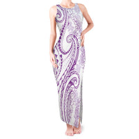 Polynesia Plumeria Lei Tank Maxi Dress White Violet Curves Motif
