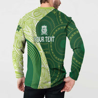 Fiji Ballantine Memorial High School Personalised Button Sweatshirt Masi Tapa Mix Plumeria