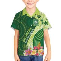 Fiji Ballantine Memorial High School Personalised Family Matching Off Shoulder Maxi Dress and Hawaiian Shirt Masi Tapa Mix Plumeria