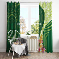 Fiji Ballantine Memorial High School Personalised Window Curtain Masi Tapa Mix Plumeria