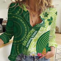 Fiji Ballantine Memorial High School Personalised Women Casual Shirt Masi Tapa Mix Plumeria