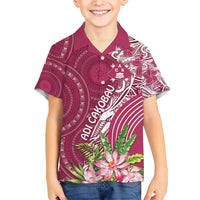 Fiji Adi Cakobau School Personalised Family Matching Short Sleeve Bodycon Dress and Hawaiian Shirt Masi Tapa Mix Plumeria