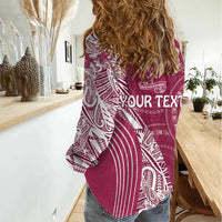 Fiji Adi Cakobau School Personalised Women Casual Shirt Masi Tapa Mix Plumeria