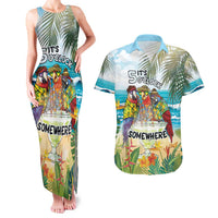 It's 5 o'clock Somewhere Couples Matching Tank Maxi Dress and Hawaiian Shirt Beach Party - Polynesian Pride