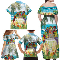 It's 5 o'clock Somewhere Family Matching Off Shoulder Maxi Dress and Hawaiian Shirt Beach Party - Polynesian Pride