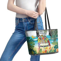 It's 5 o'clock Somewhere Leather Tote Bag Beach Party LT7 - Polynesian Pride