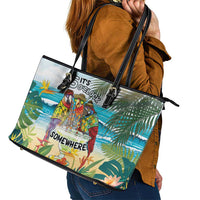 It's 5 o'clock Somewhere Leather Tote Bag Beach Party LT7 - Polynesian Pride