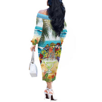 It's 5 o'clock Somewhere Off The Shoulder Long Sleeve Dress Beach Party - Polynesian Pride
