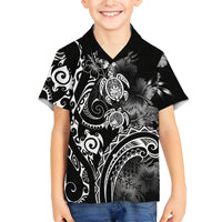 Aloha Hawaii Turtles Floral Family Matching Short Sleeve Bodycon Dress and Hawaiian Shirt Obsidian Glaze