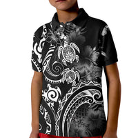Aloha Hawaii Turtles Floral Kid Polo Shirt Obsidian Glaze