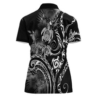 Aloha Hawaii Turtles Floral Women Polo Shirt Obsidian Glaze
