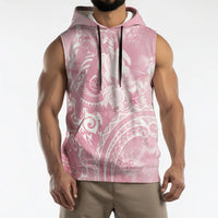 Aloha Hawaii Turtles Floral Sleeveless Hoodie Pink Marbles Glaze