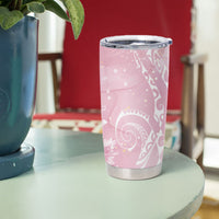 Aloha Hawaii Turtles Floral Tumbler Cup Pink Marbles Glaze