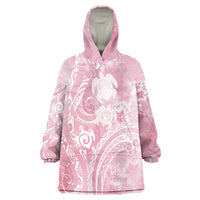 Aloha Hawaii Turtles Floral Wearable Blanket Hoodie Pink Marbles Glaze
