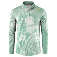 Aloha Hawaii Turtles Floral Button Sweatshirt Seafoam Marbles Glaze LT7 Seafoam - Polynesian Pride