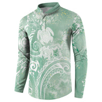 Aloha Hawaii Turtles Floral Button Sweatshirt Seafoam Marbles Glaze LT7 - Polynesian Pride