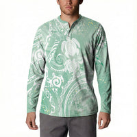 Aloha Hawaii Turtles Floral Button Sweatshirt Seafoam Marbles Glaze LT7 - Polynesian Pride
