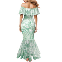 Aloha Hawaii Turtles Floral Family Matching Mermaid Dress and Hawaiian Shirt Seafoam Marbles Glaze