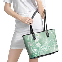 Aloha Hawaii Turtles Floral Leather Tote Bag Seafoam Marbles Glaze