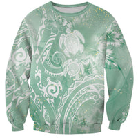 Aloha Hawaii Turtles Floral Sweatshirt Seafoam Marbles Glaze