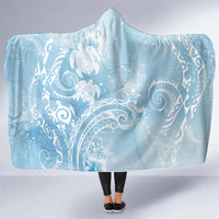 Aloha Hawaii Turtles Floral Hooded Blanket Aqua Marbles Glaze