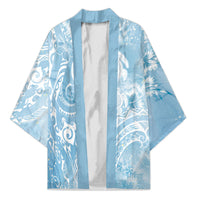 Aloha Hawaii Turtles Floral Kimono Aqua Marbles Glaze