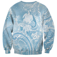 Aloha Hawaii Turtles Floral Sweatshirt Aqua Marbles Glaze