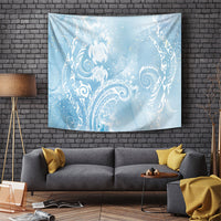 Aloha Hawaii Turtles Floral Tapestry Aqua Marbles Glaze LT7 Aqua - Polynesian Pride