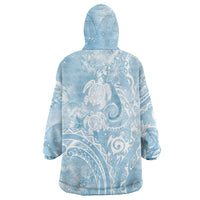 Aloha Hawaii Turtles Floral Wearable Blanket Hoodie Aqua Marbles Glaze