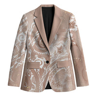 Aloha Hawaii Turtles Floral Blazer Taupe Marbles Glaze