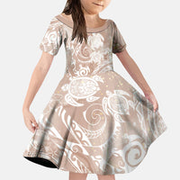 Aloha Hawaii Turtles Floral Family Matching Tank Maxi Dress and Hawaiian Shirt Taupe Marbles Glaze