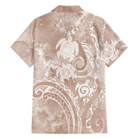 Aloha Hawaii Turtles Floral Family Matching Tank Maxi Dress and Hawaiian Shirt Taupe Marbles Glaze
