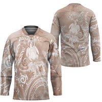 Aloha Hawaii Turtles Floral Hockey Jersey Taupe Marbles Glaze