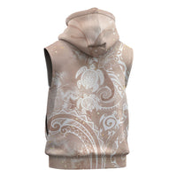 Aloha Hawaii Turtles Floral Sleeveless Zip Hoodie Taupe Marbles Glaze